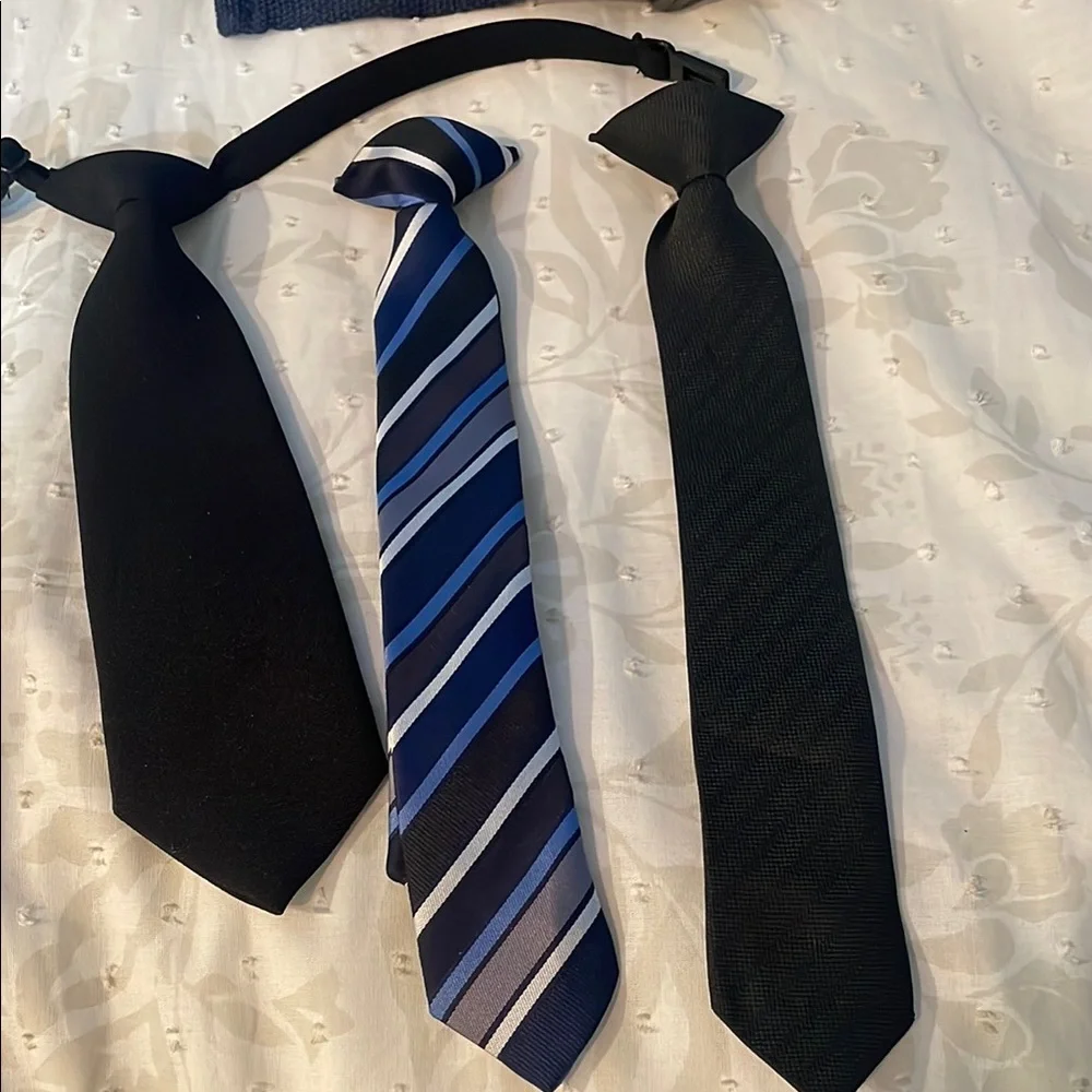 Set of Three Ties - Black and Blue Striped